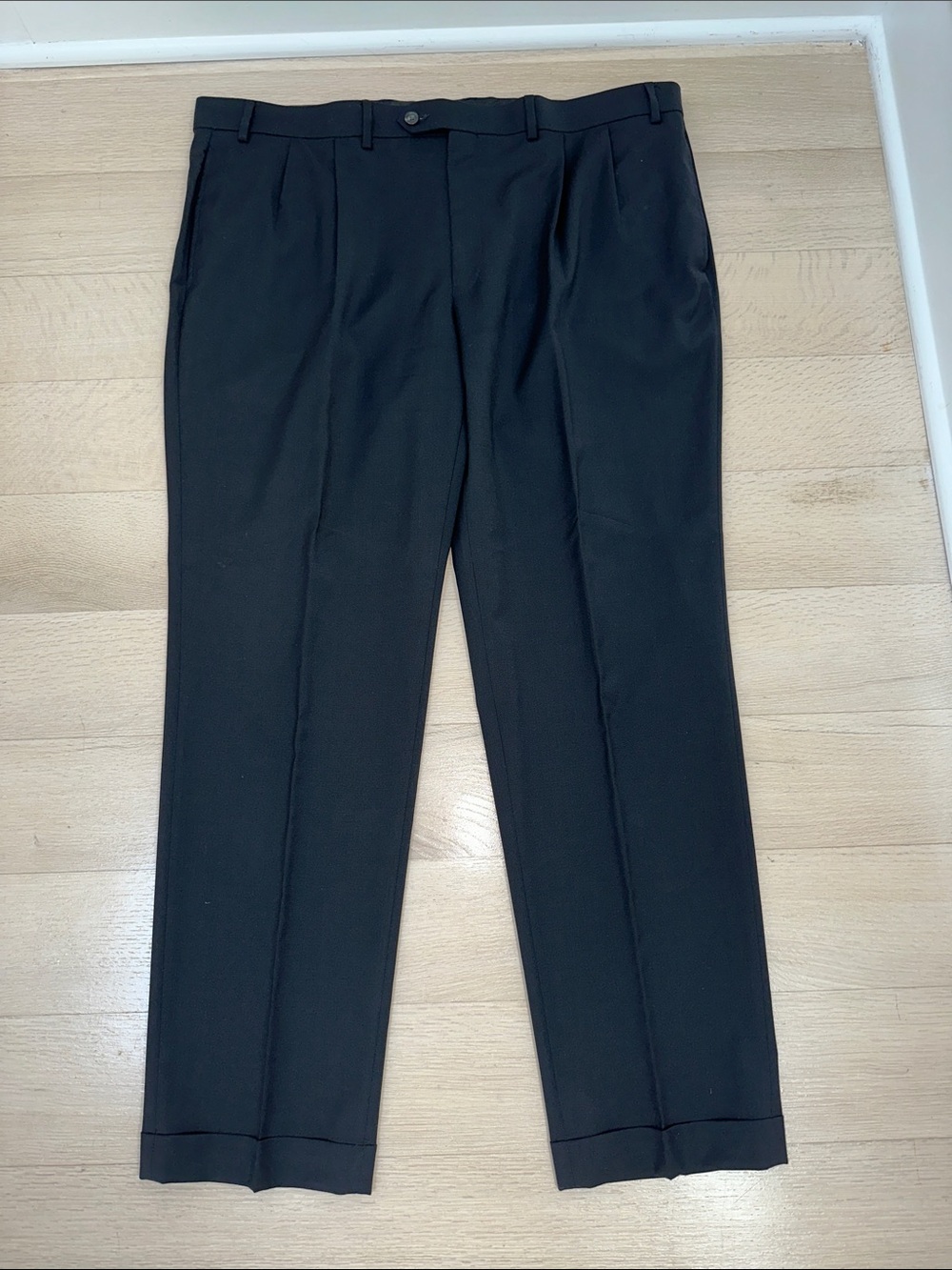 Ralph Lauren Black Wool Pleated Men's Dress Pants